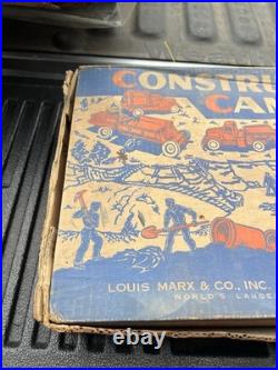 Marx 1950s Construction Camp set partial very Clean NO Bldg 10 vehicles & people