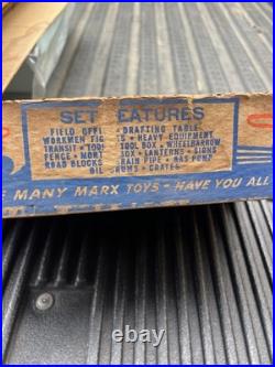 Marx 1950s Construction Camp set partial very Clean NO Bldg 10 vehicles & people