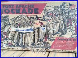 Marx 1950s Fort Apache Stockade Playset. All original pieces in original box