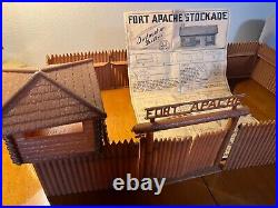 Marx 1950s Fort Apache Stockade Playset. All original pieces in original box
