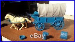 Marx 1959 Original BLUE Wagon withDark Gray Top Wagon Train Ringo WesternPlayset