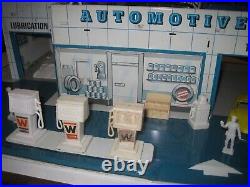 Marx 1960's Westgate Tin Gas Station Playset with8 Cars & 6 People