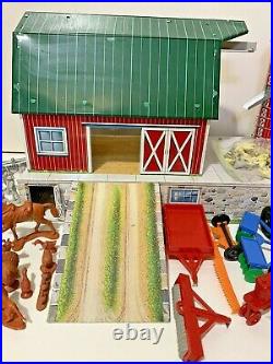Marx 1960s Modern Farm Happi-Time Platform Barn Ramp Silo Animals Tractors