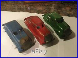 Marx 3 Different Prewar Red, Green, Blue Chrysler Airflow for Play sets