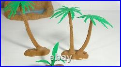 Marx 31 Dinosaur 10 Cavemen Plastic Figures Trees Rocks Grey, Green, Brown