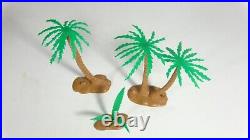 Marx 31 Dinosaur 10 Cavemen Plastic Figures Trees Rocks Grey, Green, Brown