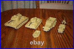 Marx American Army Battleground Desert Fox Tan Tanks, Vehicles, & Raft MPC