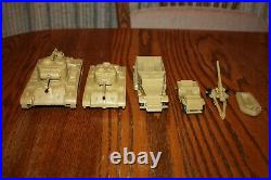 Marx American Army Battleground Desert Fox Tan Tanks, Vehicles, & Raft MPC