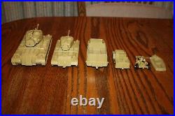 Marx American Army Battleground Desert Fox Tan Tanks, Vehicles, & Raft MPC