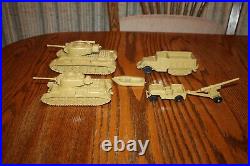 Marx American Army Battleground Desert Fox Tan Tanks, Vehicles, & Raft MPC