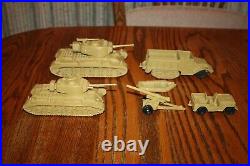 Marx American Army Battleground Desert Fox Tan Tanks, Vehicles, & Raft MPC