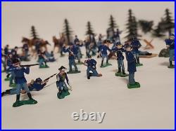 Marx Battle of Blue & Gray Civil War Playset Figures Lot Horses Vintage 1960's