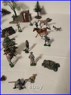 Marx Battle of Blue & Gray Civil War Playset Figures Lot Horses Vintage 1960's