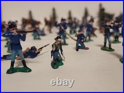 Marx Battle of Blue & Gray Civil War Playset Figures Lot Horses Vintage 1960's