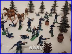 Marx Battle of Blue & Gray Civil War Playset Figures Lot Horses Vintage 1960's