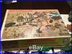 Marx Battleground 4756 Playset With Box 170 figures 15 + vehicles