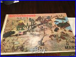 Marx Battleground 4756 Playset With Box 170 figures 15 + vehicles