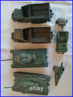 Marx Battleground Military Vehicles Tank ½ Track Jeep Vintage LOT Playset 1/32