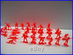 Marx Battleground Playset 32 Us Soldiers In Rare Dayglo Red Originals Mint