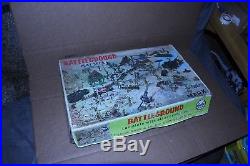 Marx Battleground play set with German tanks, motorcycle exploding house