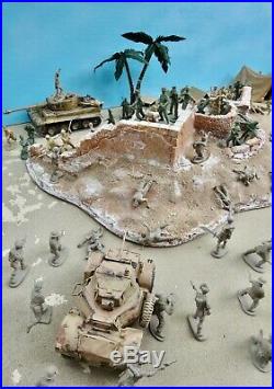 Marx/Britains++ 54mm WW2 Raid on Rommel custom playset 120 figs ++used oop