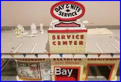 Marx Day & Night Service Center, Gas Station, Tin Litho, 1960's Some Accessories