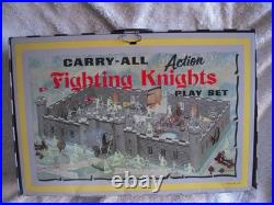 Marx Fighting Knights Carryall Playset 4635, Tin LItho Case, Figs & Accessories