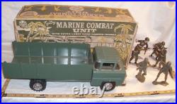 Marx Fighting Marine Combat Unit Truck With Figures Play Set Boxed