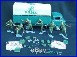 Marx Fighting Marine Combat Unit truck play set box and 6 hand painted figures