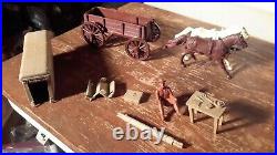 Marx Fort Apache BROWN SUPPLY WAGON withTAN TOP Western Civil War PLAYSET