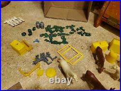 Marx Happi Time Farm Metal Barn 1950s play set garden implements animals fence