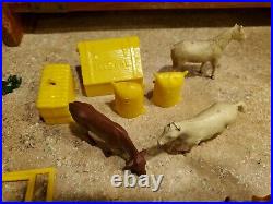 Marx Happi Time Farm Metal Barn 1950s play set garden implements animals fence