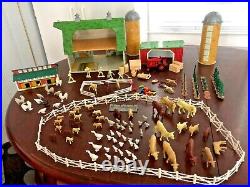 Marx Happi Time Farm Playset Litho Barn, Hen House, Shed 160+ pieces VINTAGE