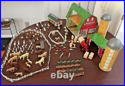 Marx Happi Time Farm Playset Litho Barn, Hen House, Shed 160+ pieces VINTAGE