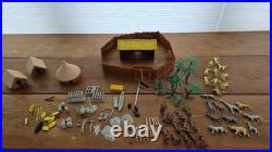 Marx Jungle Jim Play Set 1950's Original Tin Trading Post Animals Flag Rare