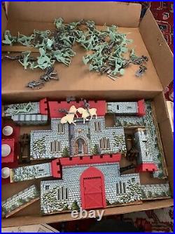 Marx Knight and Viking Play set 70+ Knights Metal Castle Boxed Extras 1965 EX