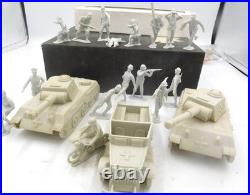 Marx Light Gray German Tanks(2), Truck, Motorcycle with Sidecar, & 15 Germans