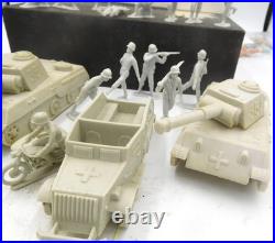 Marx Light Gray German Tanks(2), Truck, Motorcycle with Sidecar, & 15 Germans