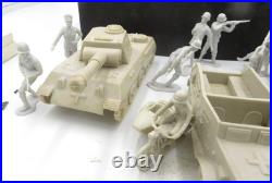 Marx Light Gray German Tanks(2), Truck, Motorcycle with Sidecar, & 15 Germans