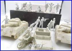 Marx Light Gray German Tanks(2), Truck, Motorcycle with Sidecar, & 15 Germans