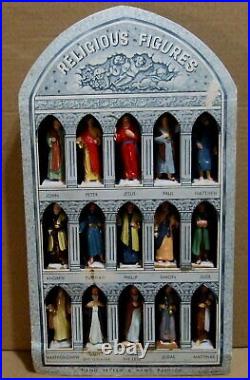 Marx Miniature Jesus Figure + 14 Apostles In Display Frame