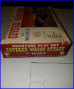 Marx Miniature Playset Covered Wagon Attack EXTREMELY RARE MINT war soldiers toy