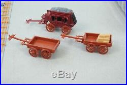 Marx Miniature Western Town 80+ Figures, + Wagons+ Buildings +Animals MORE