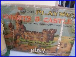 Marx Miniatures Castle and Knights Playset, Box, Mat, Instructions, Nothing broken