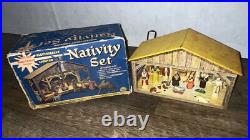 Marx Nativity Set Music Box Light Hand Painted Figures Incomplete Ultra Rare 50s
