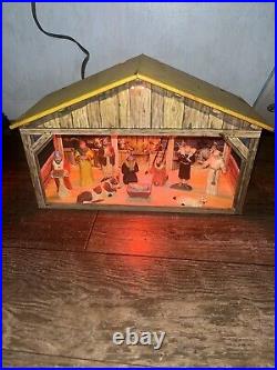 Marx Nativity Set Music Box Light Hand Painted Figures Incomplete Ultra Rare 50s