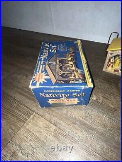 Marx Nativity Set Music Box Light Hand Painted Figures Incomplete Ultra Rare 50s