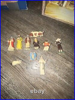 Marx Nativity Set Music Box Light Hand Painted Figures Incomplete Ultra Rare 50s