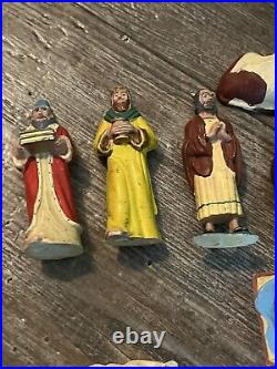 Marx Nativity Set Music Box Light Hand Painted Figures Incomplete Ultra Rare 50s