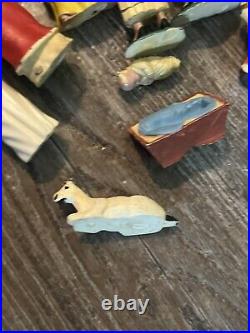 Marx Nativity Set Music Box Light Hand Painted Figures Incomplete Ultra Rare 50s